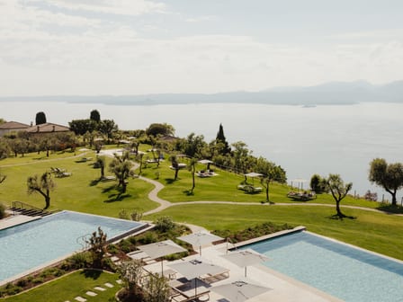 outdoor pools overlooking a lake