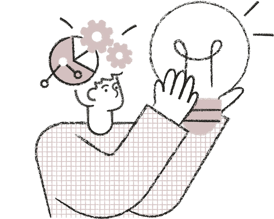 Illustration of man with lightbulb