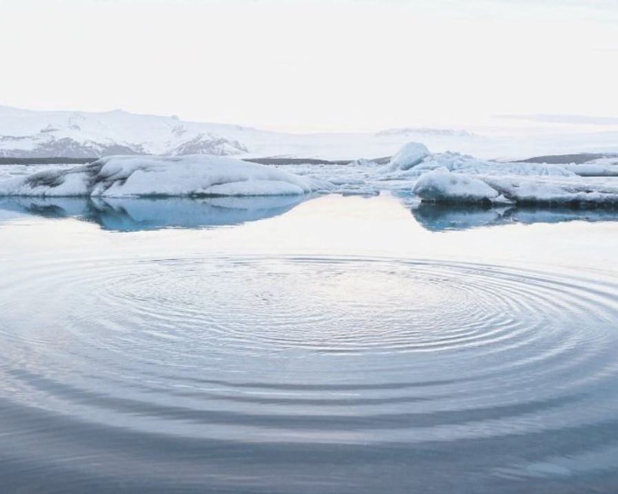 Icy landscape with water